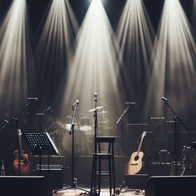 Bühne mit Gitarre Bühne mit Gitarren